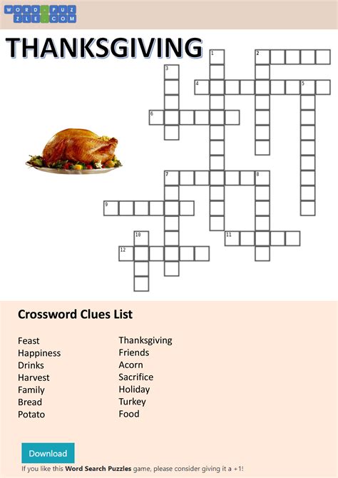 A fun and competitive crossword puzzle for Thanksgiving