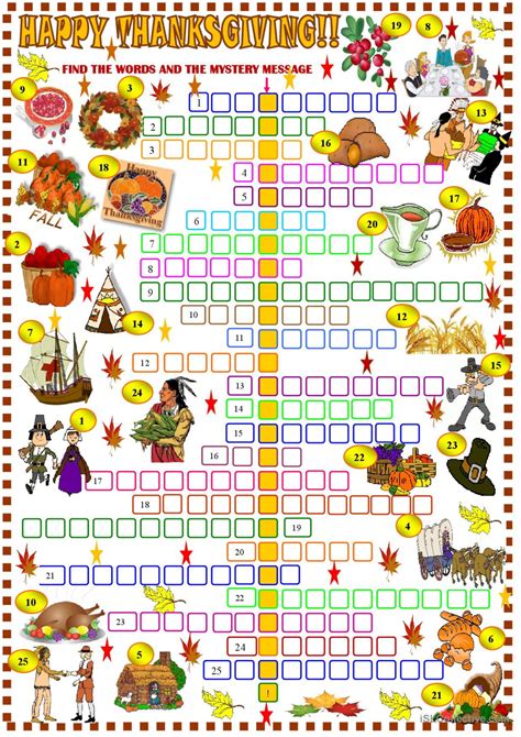 A printable crossword puzzle for Thanksgiving that's fun for the whole family