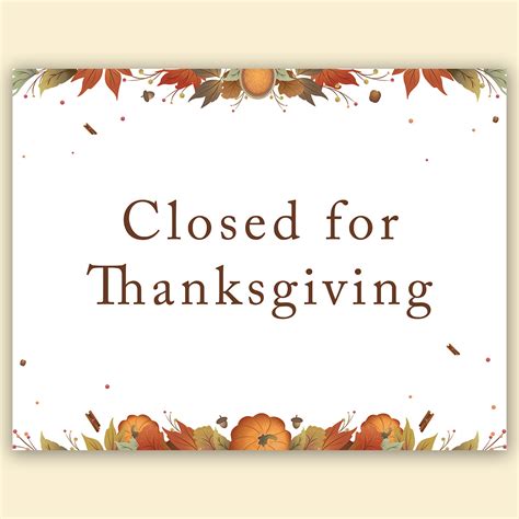 Thanksgiving Day Closed Sign