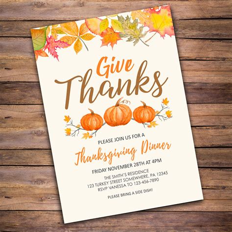 Thanksgiving Dinner Invitation Template