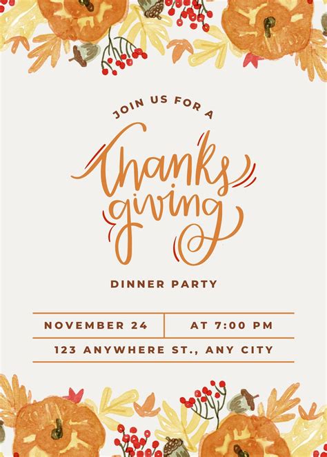 Thanksgiving Dinner Invitation Template Word