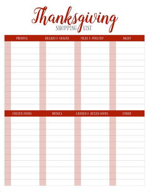 Thanksgiving Excel Spreadsheet 2023 Planner Shopping List