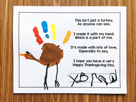 Handprint poem for preschool on Thanksgiving