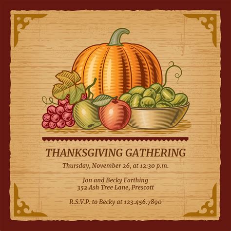 Harvest Theme Thanksgiving Invitation Template