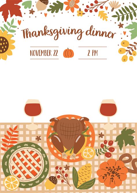 Turkey and Pumpkin Thanksgiving Invitation Template