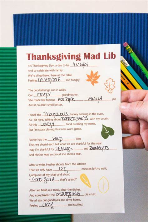 Thanksgiving Mad Libs printable 2