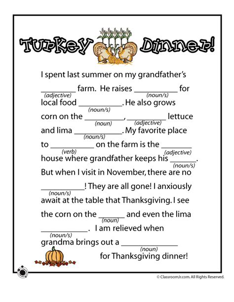 Thanksgiving Mad Libs printable 8