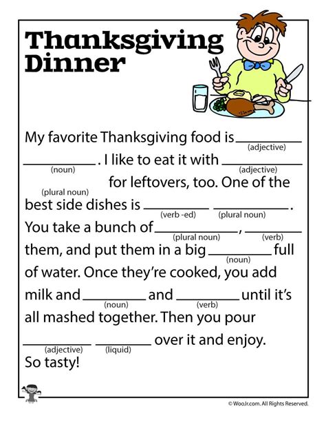 Thanksgiving Mad Libs Templates