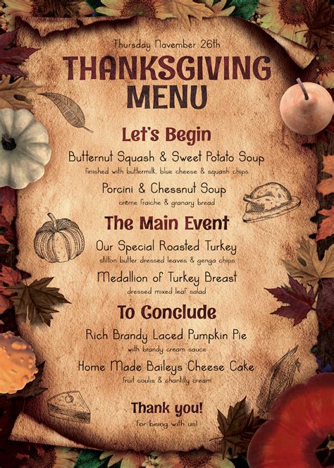 Thanksgiving Menu Template Example 3