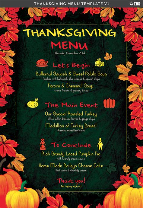 Thanksgiving Menu Template Example 4