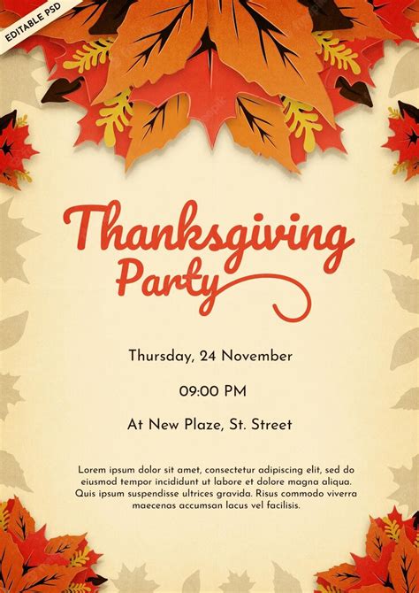 Thanksgiving Party Invitation Template