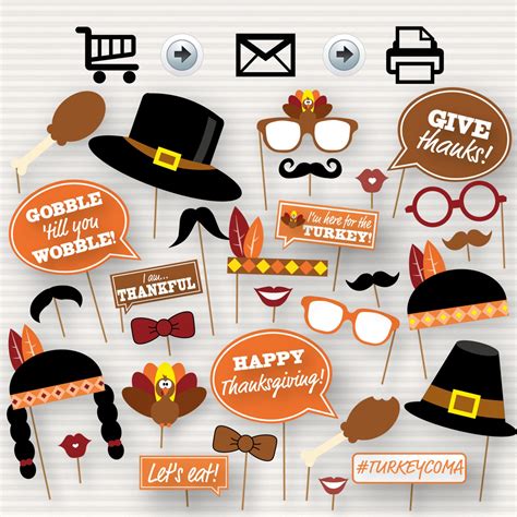 Thanksgiving Photo Booth Props Printable DIY Kit