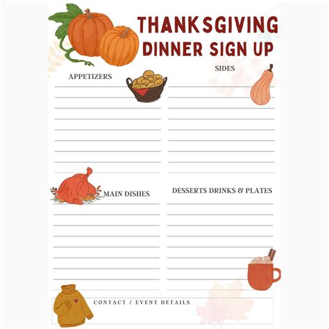 Thanksgiving Potluck Template PDF