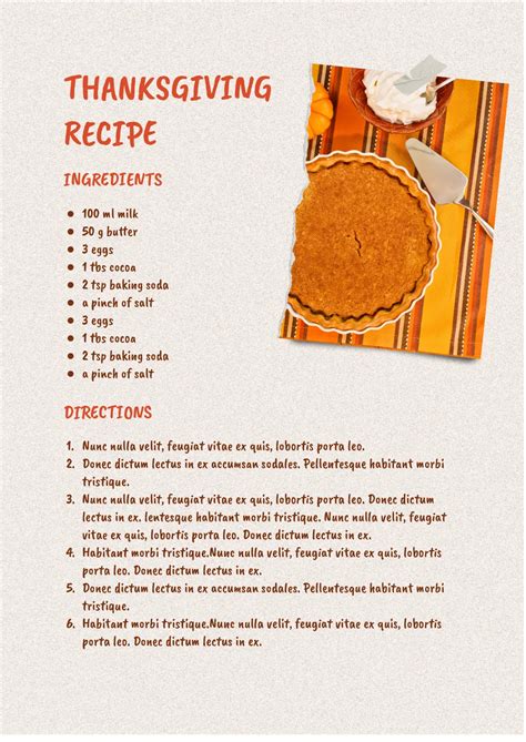 Thanksgiving Recipe Template