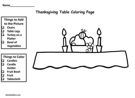 Thanksgiving Table Coloring Sheets