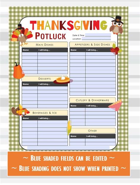 Thanksgiving-themed Potluck Template