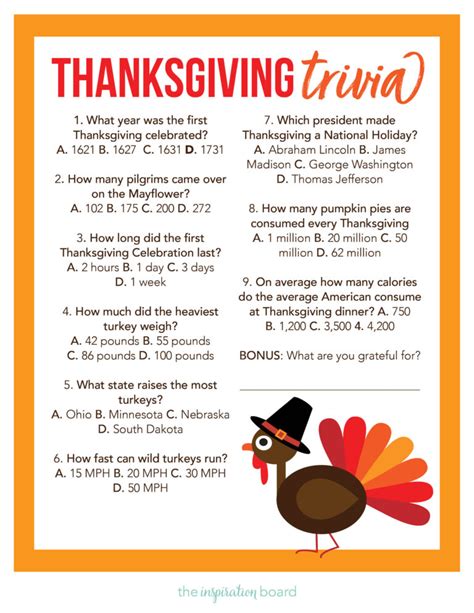 Thanksgiving Trivia Game Printables