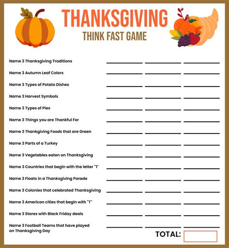 Thanksgiving Trivia Games for Families