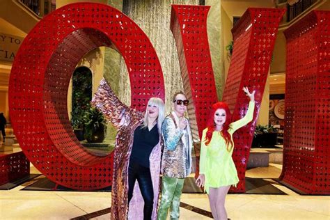 The B-52s posing in front of the Las Vegas Strip