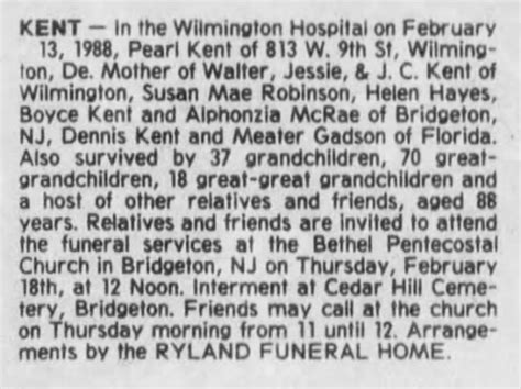 The History of Kent Obituaries