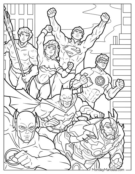 The Justice League Colouring Page