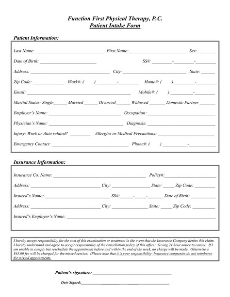 Therapy Intake Form Sample