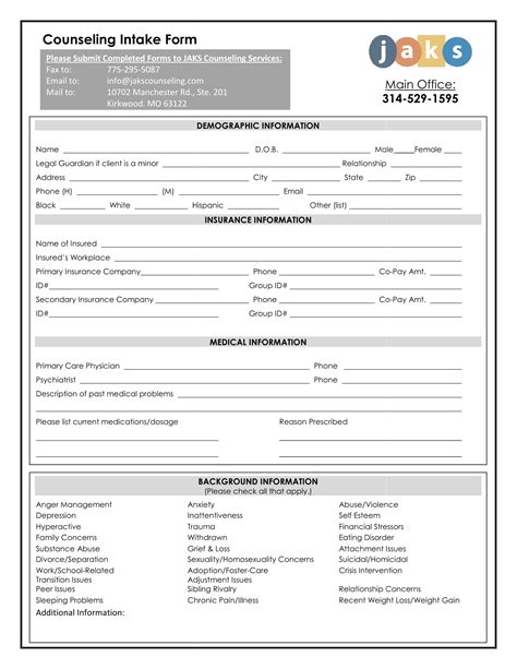 Therapy Intake Form Template Importance