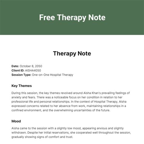 Therapy Notes Template in Word