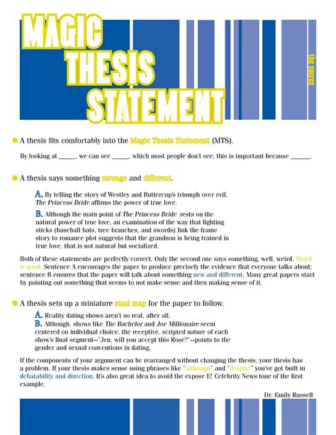 Samples of thesis statements