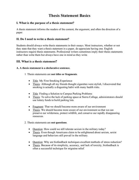 Examples of thesis statement templates