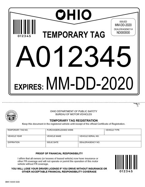 Third-Party Temporary Tag Template