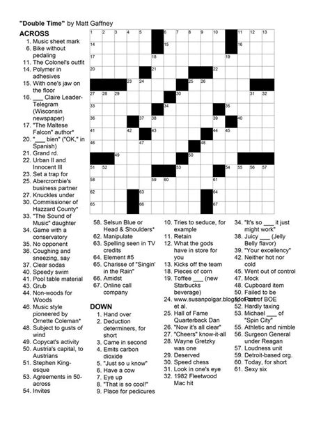 Thomas Joseph Crossword Printable Puzzles Sunday