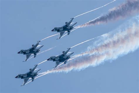 The Thunderbirds trailing smoke