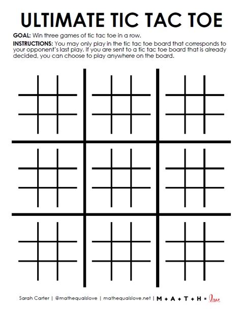 Tic Tac Toe Template PDF