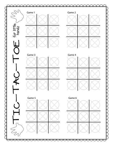 Tic Tac Toe Template with Customizable Game Pieces