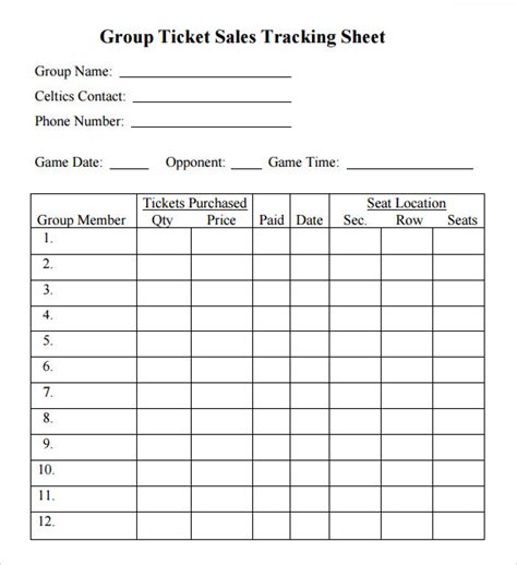 Ticket Sales Tracking Template