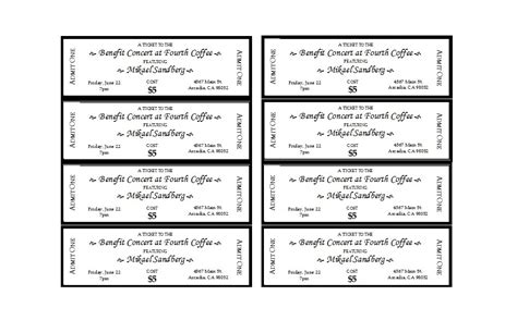 Ticket templates for Word with different designs and themes