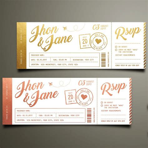 Ticket Wedding Invitations Template