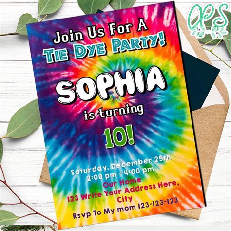 Tie Dye Anniversary Invitation Template