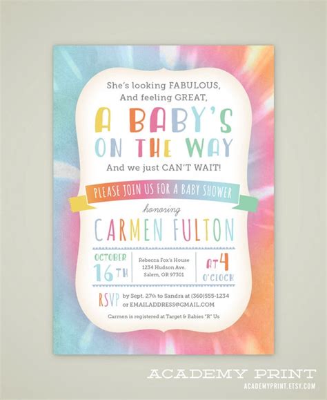 Tie Dye Baby Shower Invitation Template