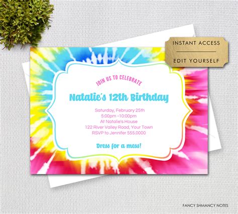 Tie Dye Farewell Invitation Template