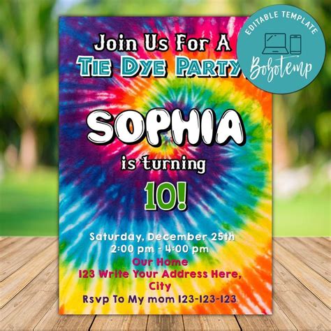 Tie Dye Holiday Invitation Template