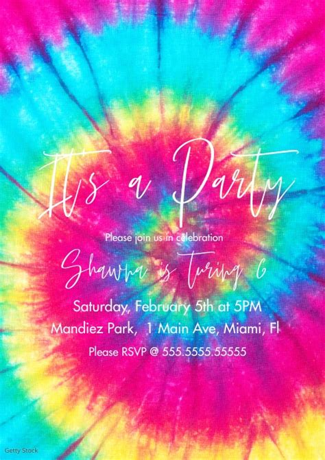 Tie Dye Party Invitation Template