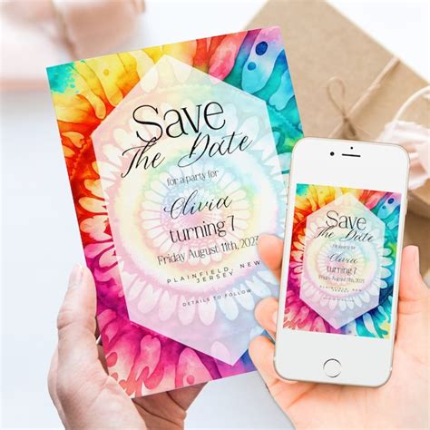 Tie Dye Wedding Invitation Template