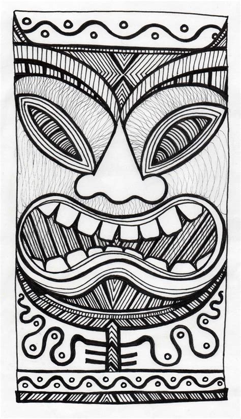 A sketch of a tiki face template