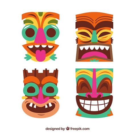 A tiki face template vector