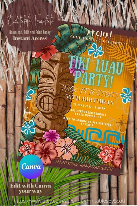 Tiki Party Invitations