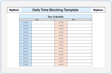 Time-Blocking Choice Board Template