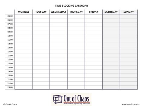 Time blocking schedule template