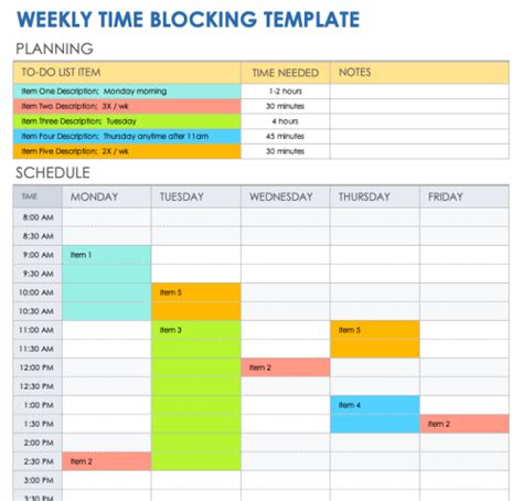 Time blocking template in Goodnotes